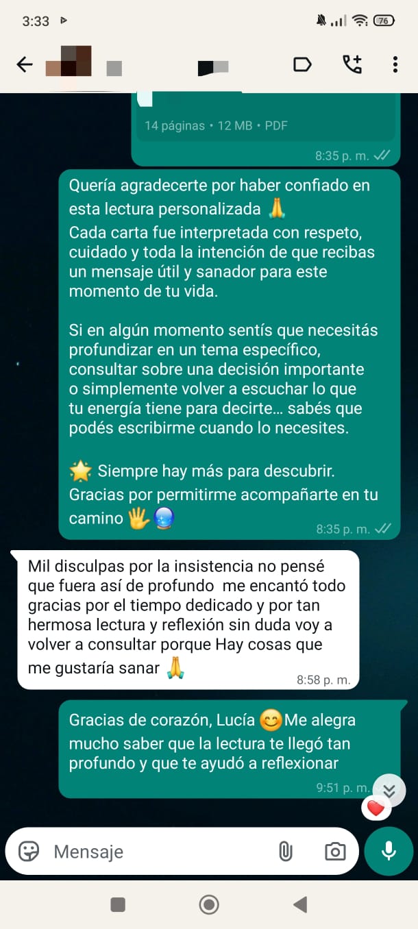 Testimonio de clienta — Lectura de Manos