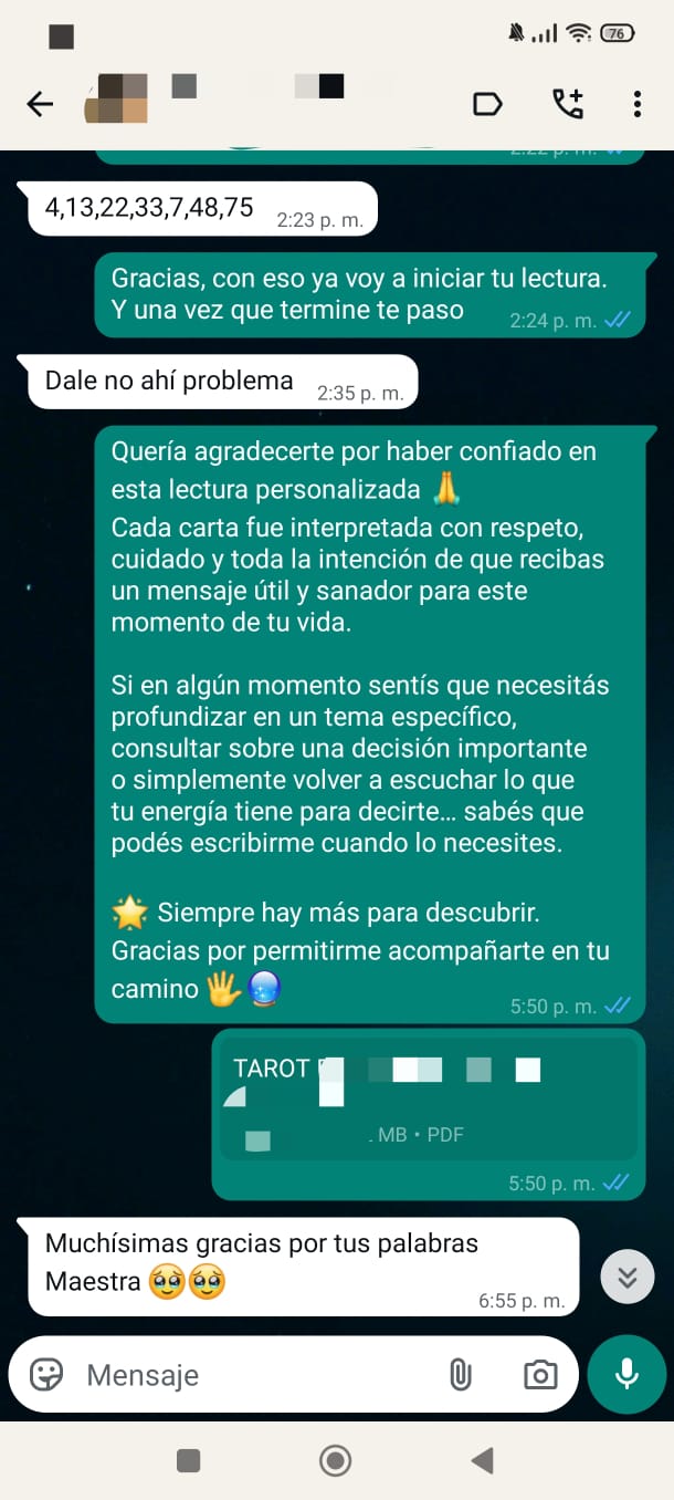 Testimonio de clienta — Lectura de Tarot