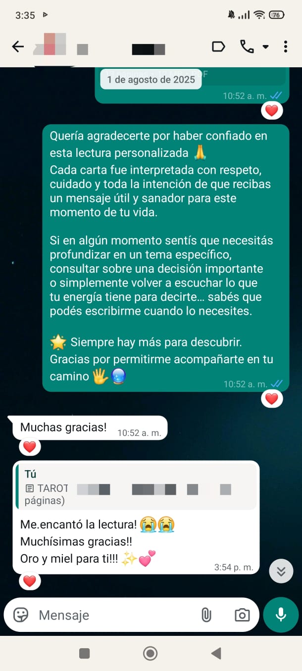 Testimonio de clienta — Lectura de Manos