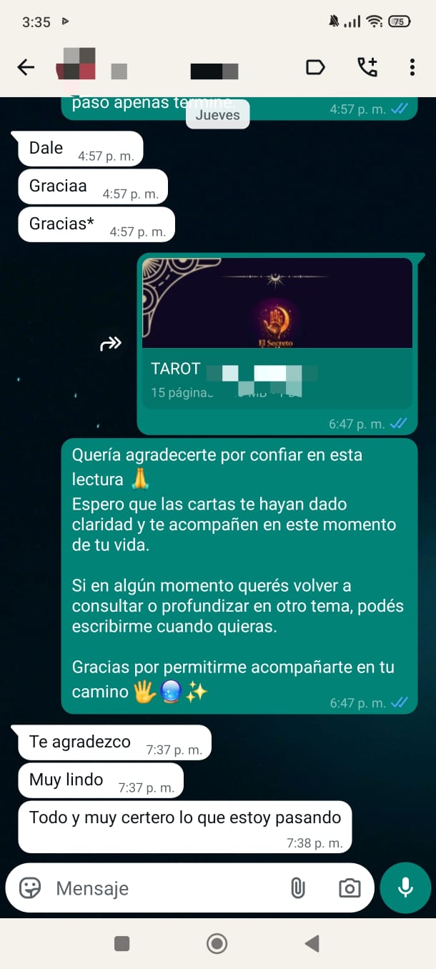 Testimonio de clienta — Lectura de Tarot